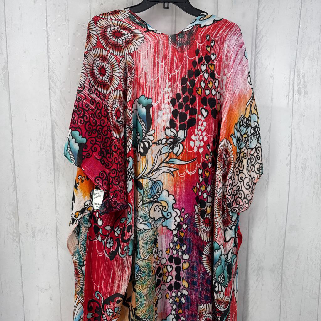 O/S flower print kimono