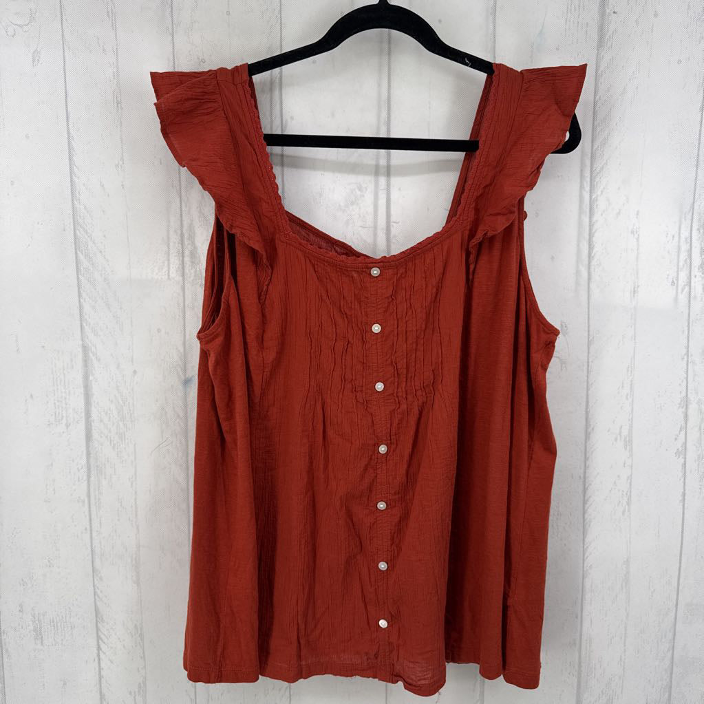 2X smocked button down ruffled tank