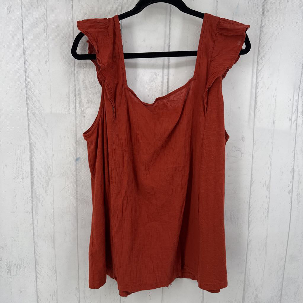 2X smocked button down ruffled tank