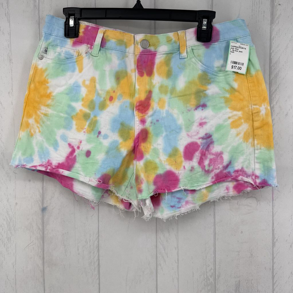 L tie-dye jean shorts