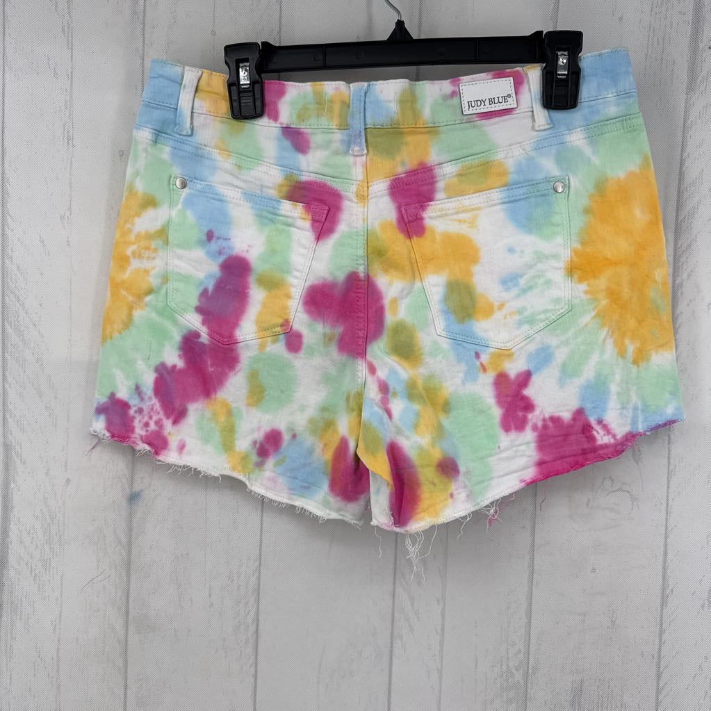 L tie-dye jean shorts