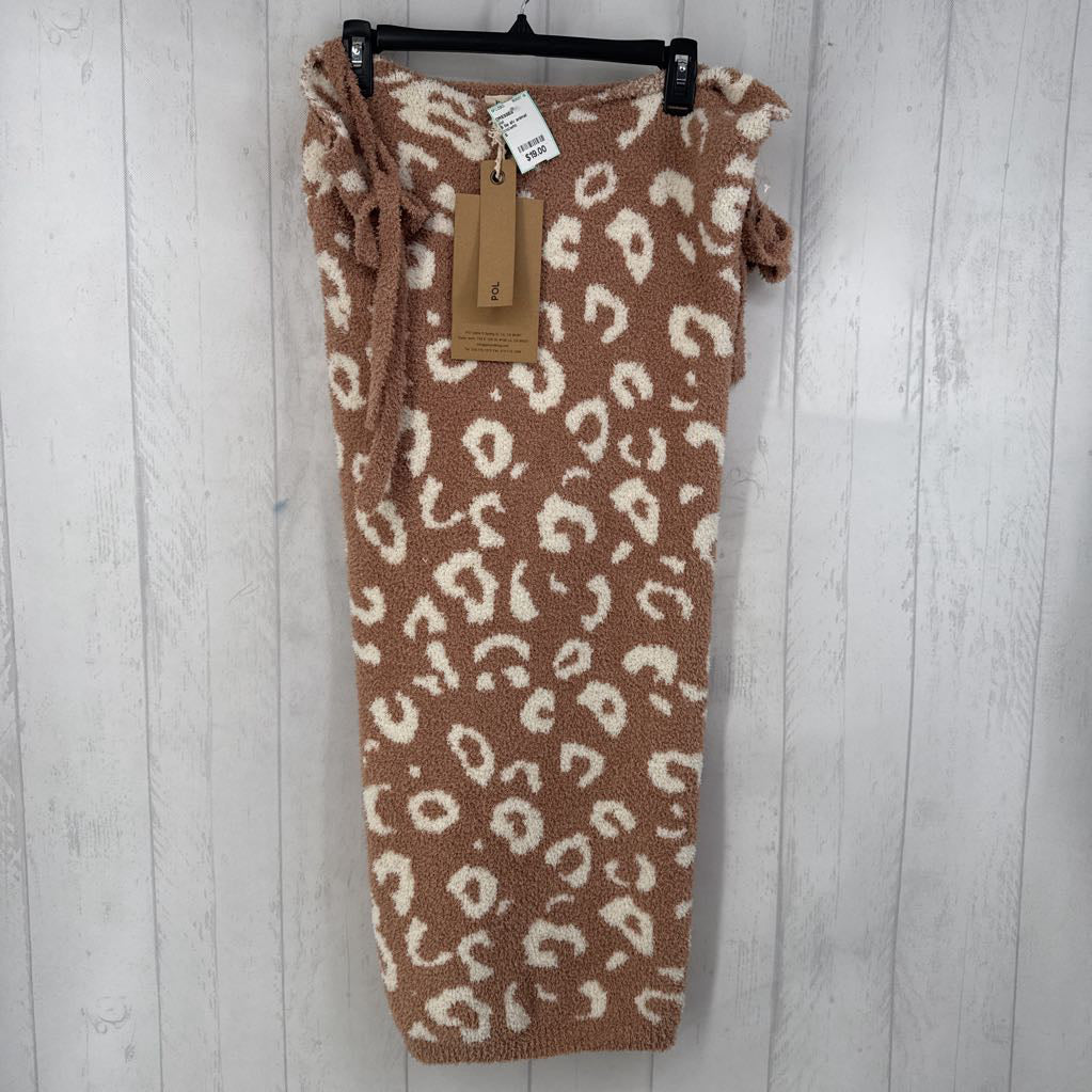 S tie slv animal print dress