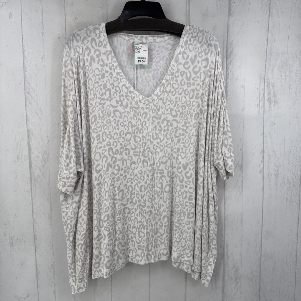 XLP/1xp s/s animal print v-neck top