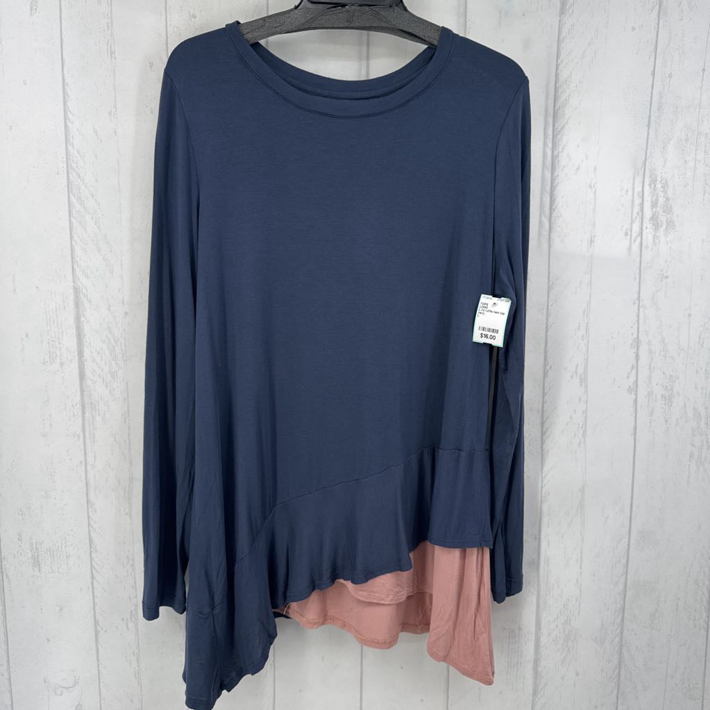 L l/s ruffle hem top