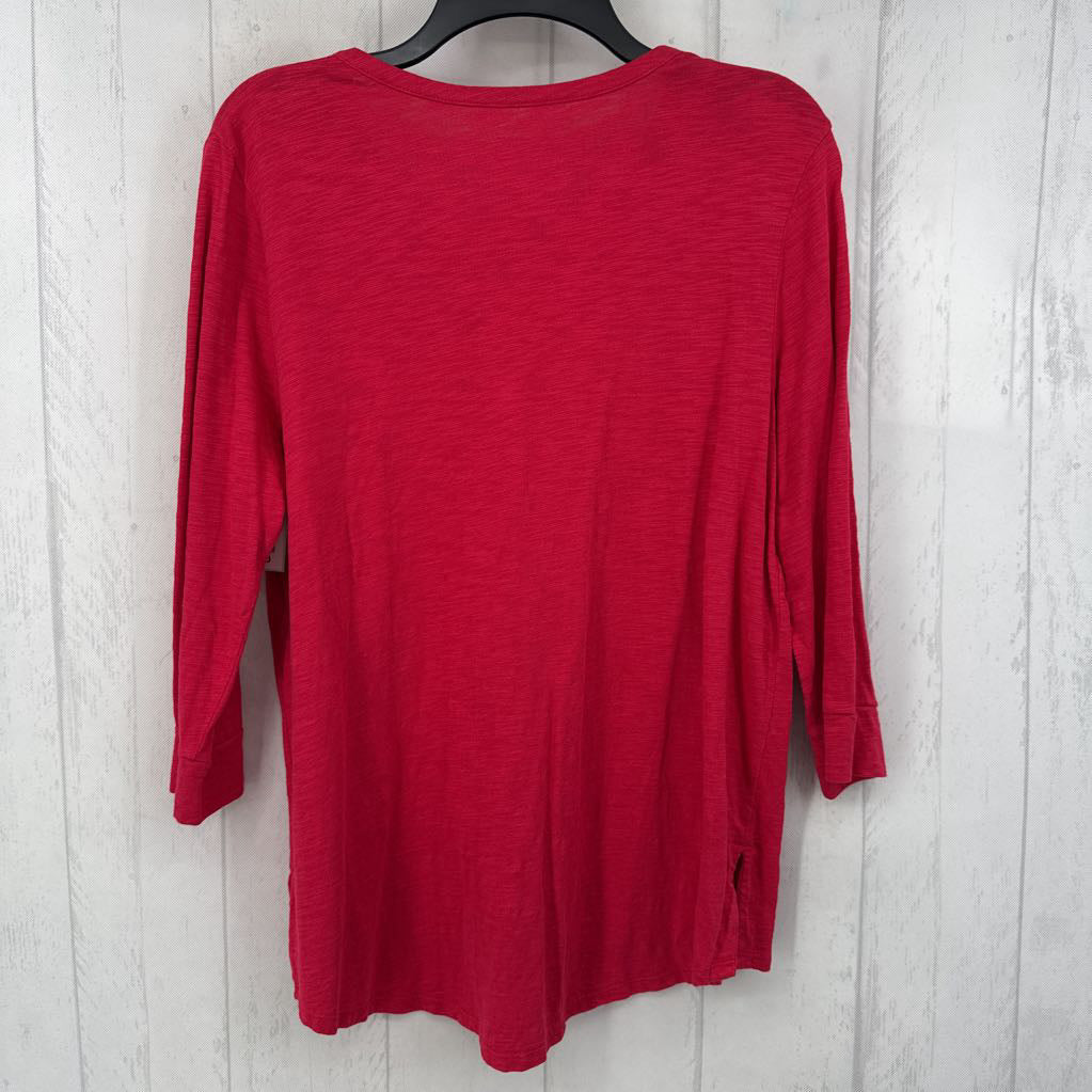 M 3/4 slv v-neck pocket top