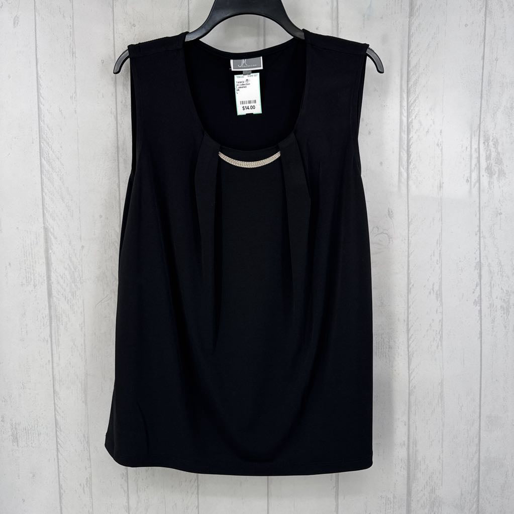 L pleated embellished tank