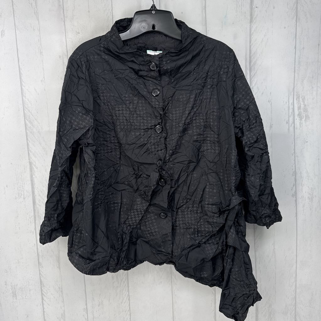 L satin textured button down l/s top