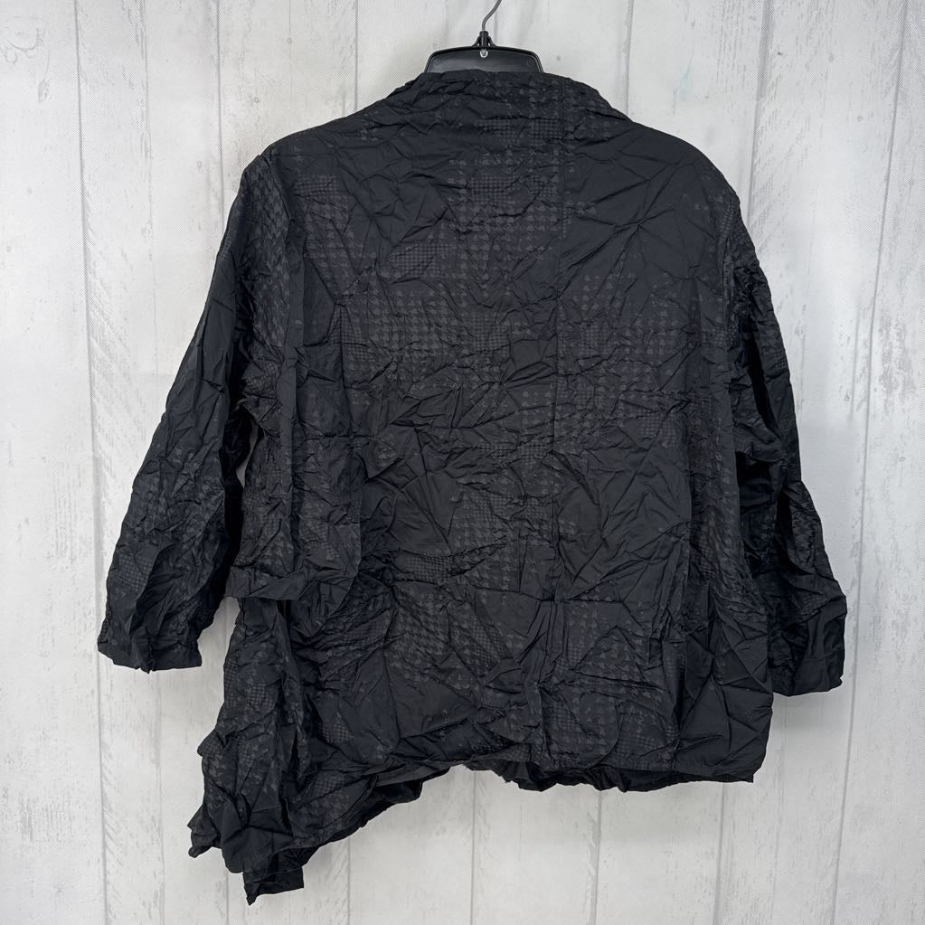 L satin textured button down l/s top