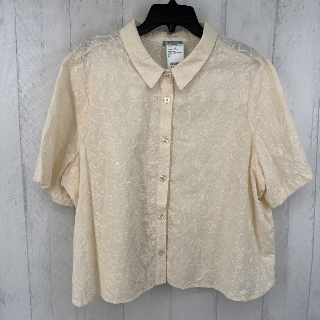 2X flo embroidered button down s/s top
