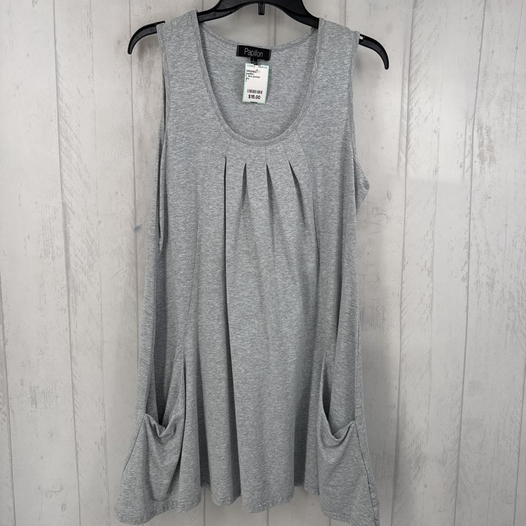 L slvs pocket pleated dress