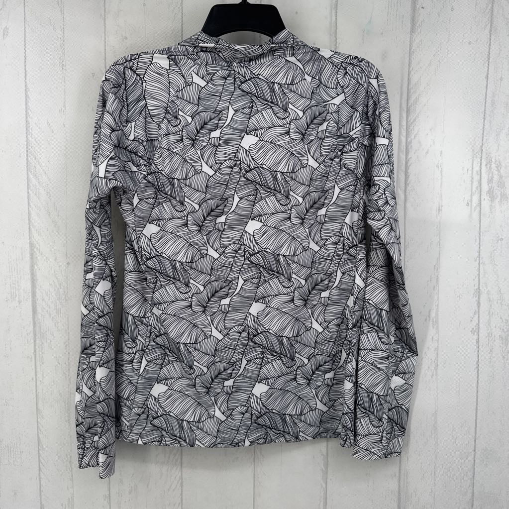S l/s leaf print quarter zip top