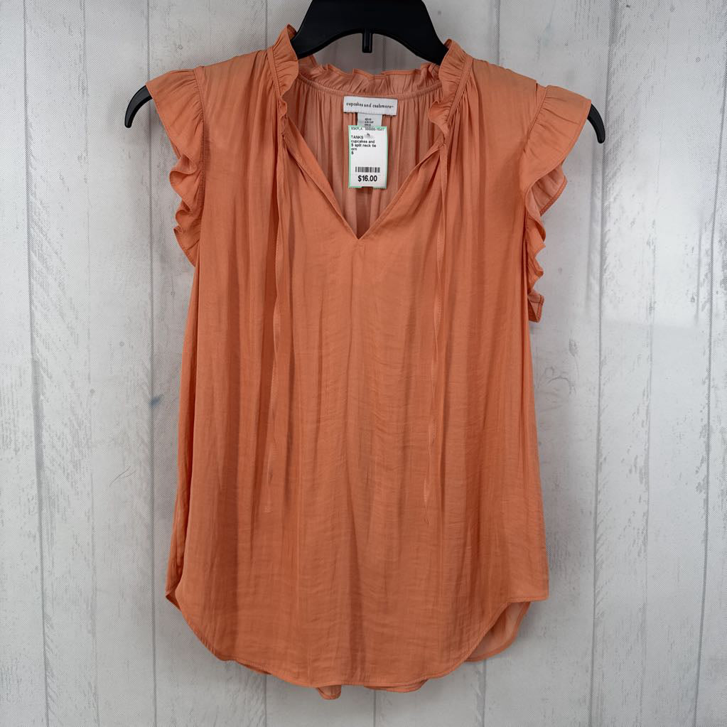 S split neck tie front top