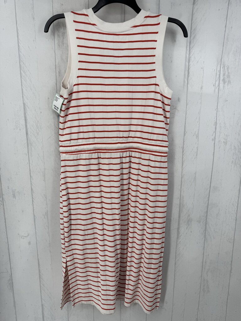 L striped drawstring v-neck slvls dress