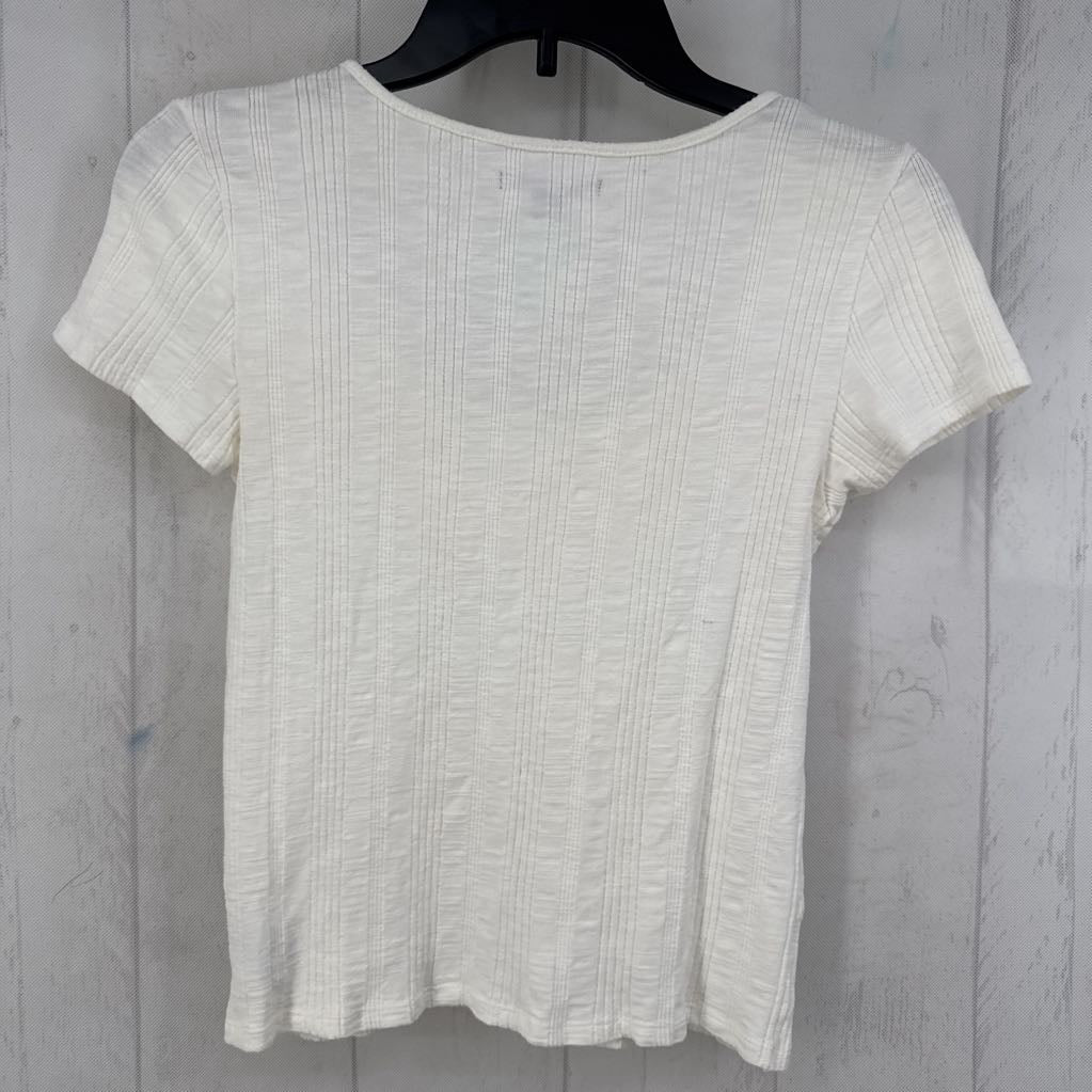 S ribbed button front s/s top