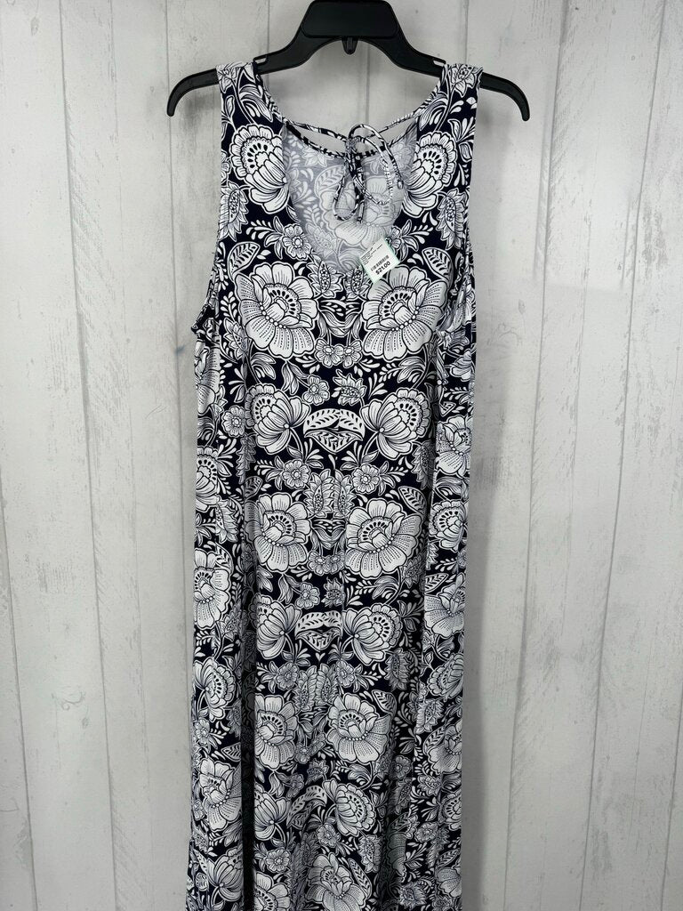 XLp flo print open back slvls dress