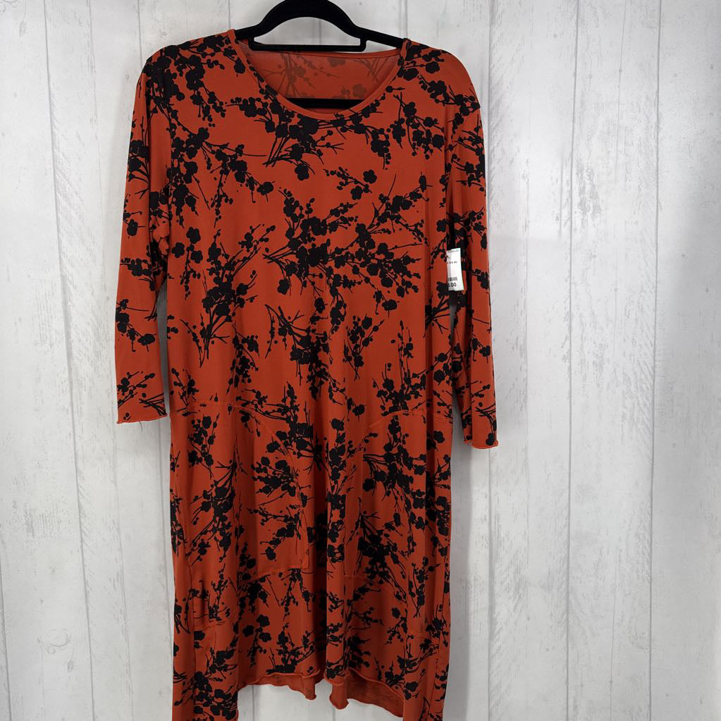 XL flo print 3/4 slv dress