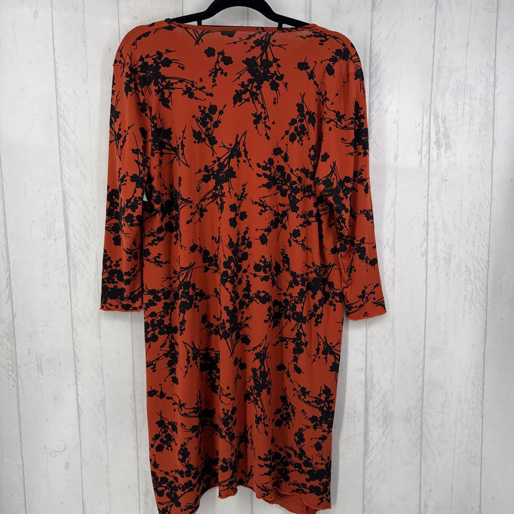 XL flo print 3/4 slv dress