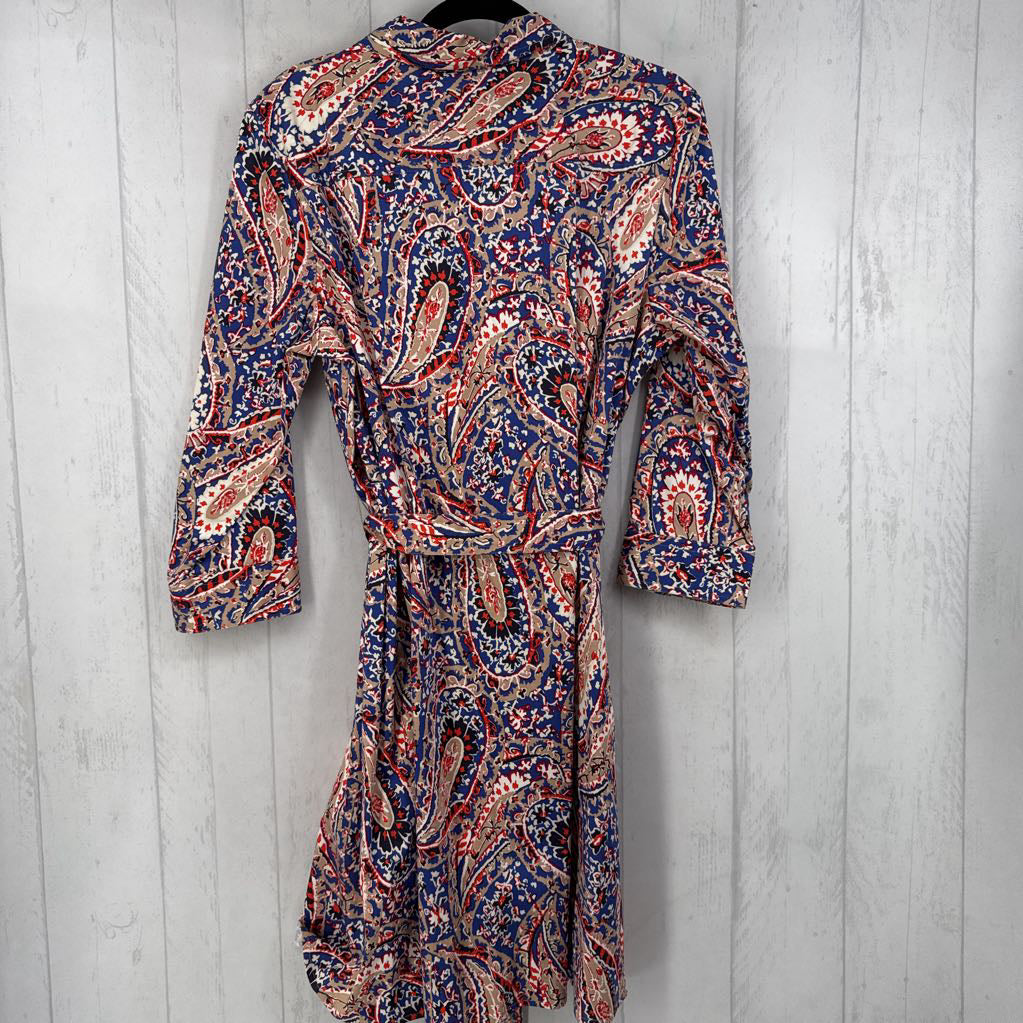 XL paisley print belted 3/4 slv dress