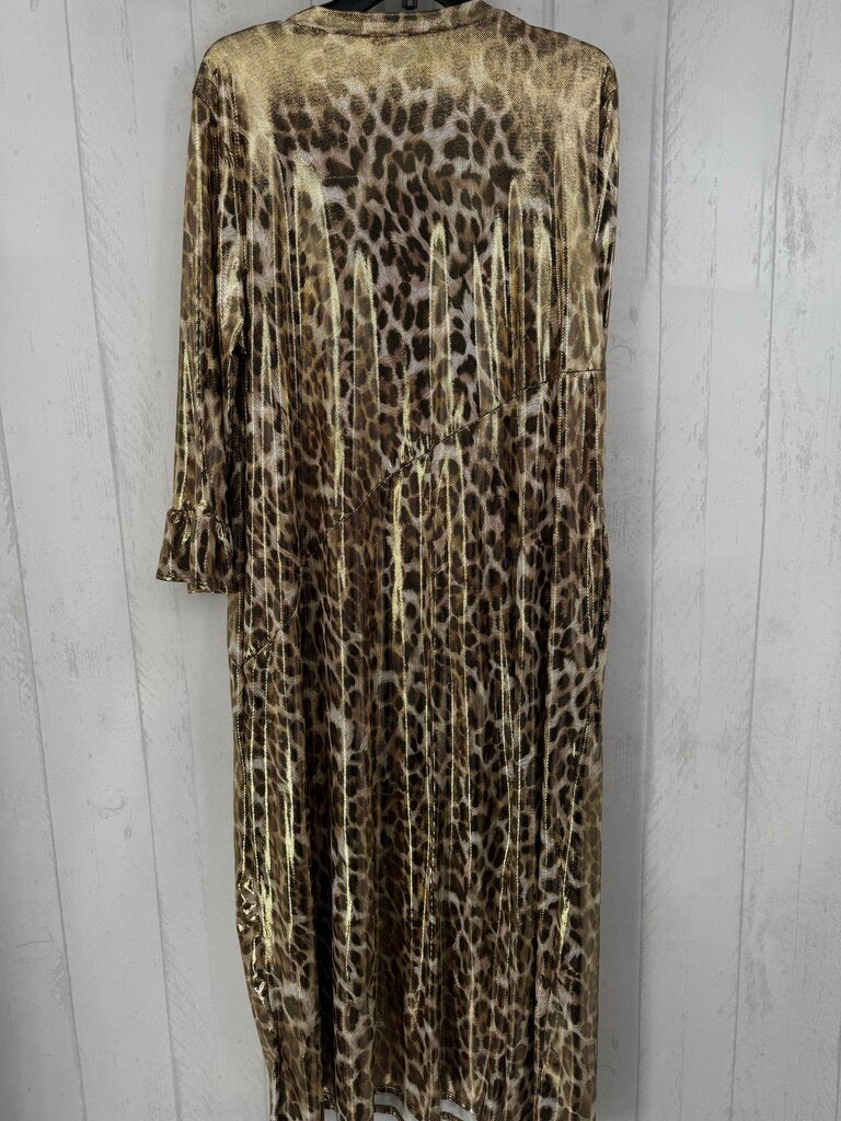 XL metallic animal print 3/4 slv dress