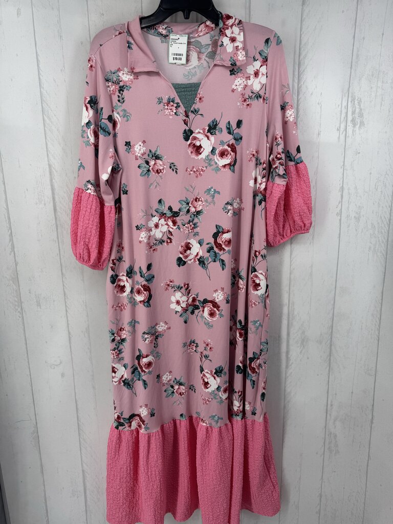 XL mixed media 3/4 slv dress