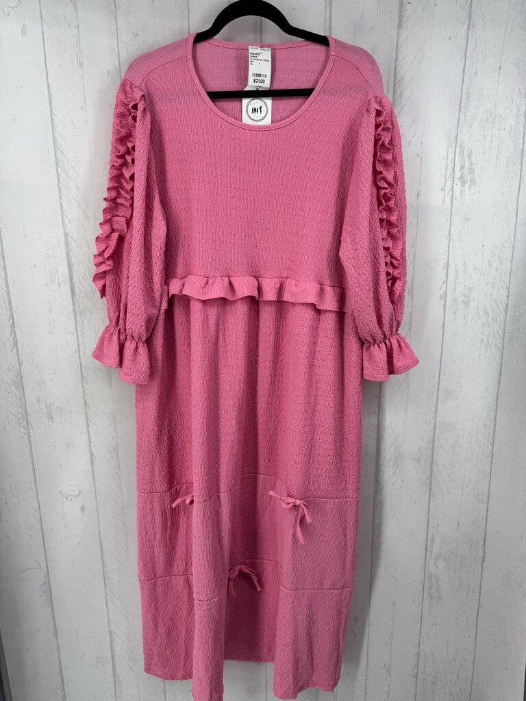 XL textured ruffled 3/4 slv dress