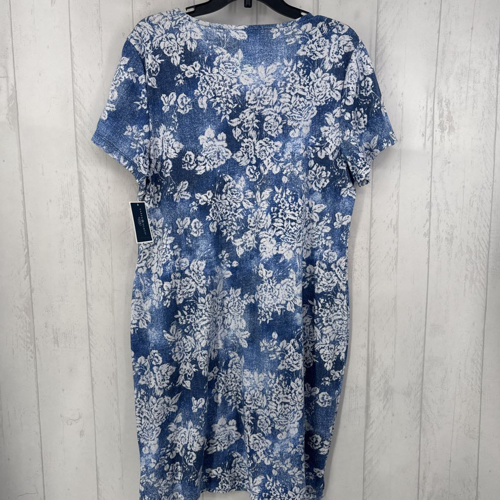R50 1X flo print notch neck s/s dress