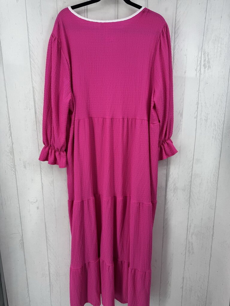 XL textured bow front ruffled slv dress