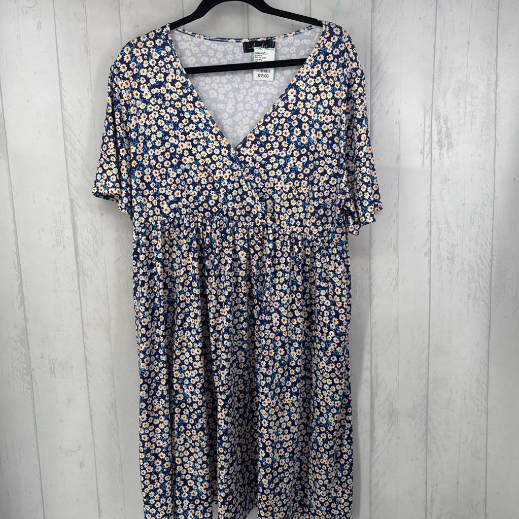 2XL flo print crossover s/s dress