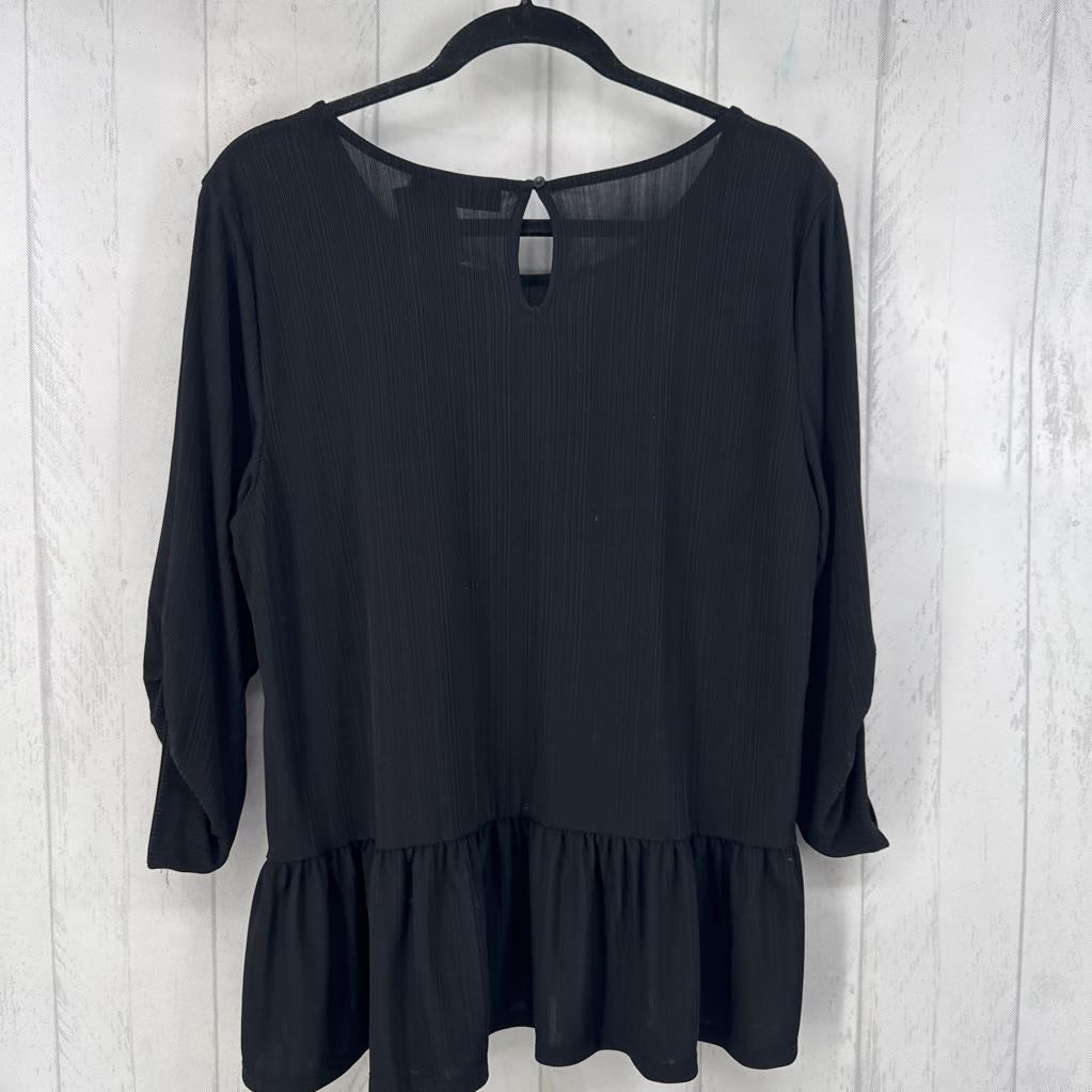 XL ribbed 3/4 slv peplum top