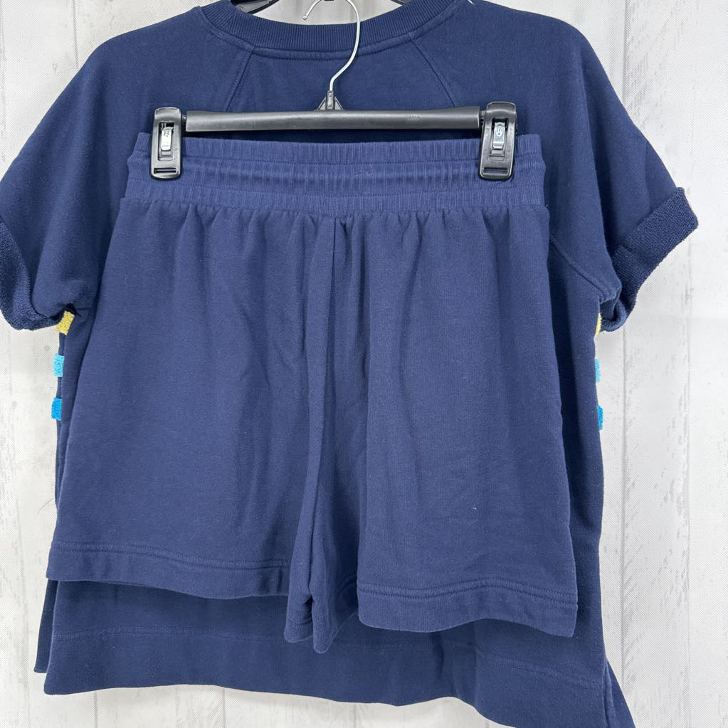 XS 2pc striped s/s sweatshirt shorts set