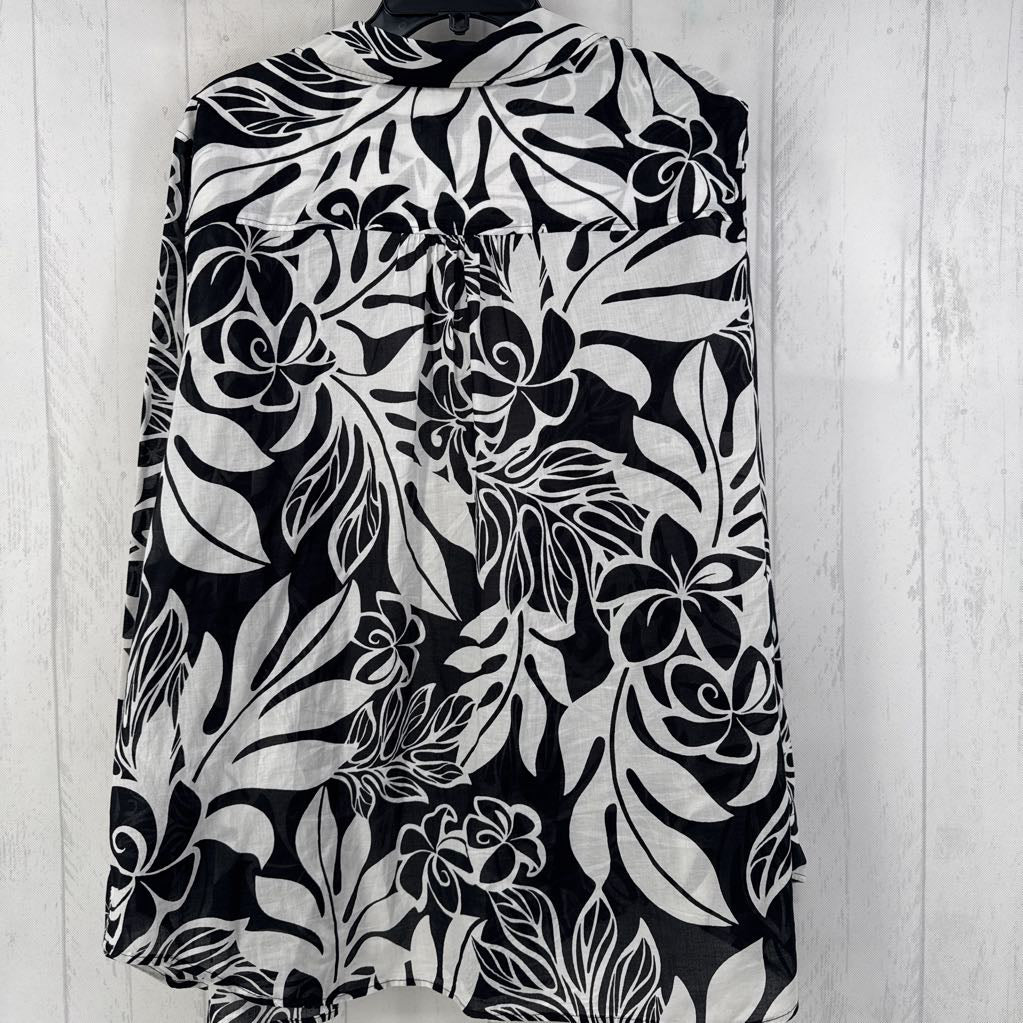 2X flo print button down l/s top