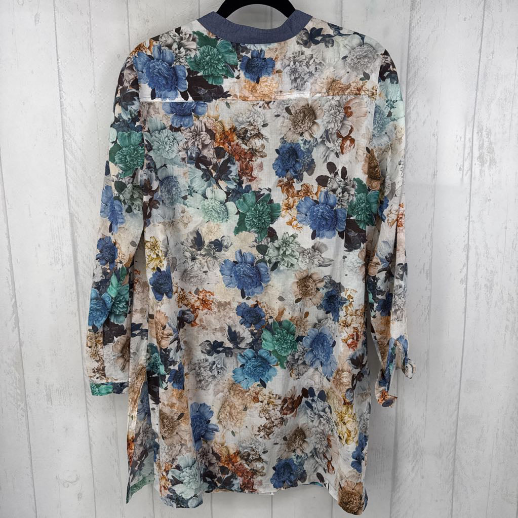 44(XL) flo print button down l/s tunic