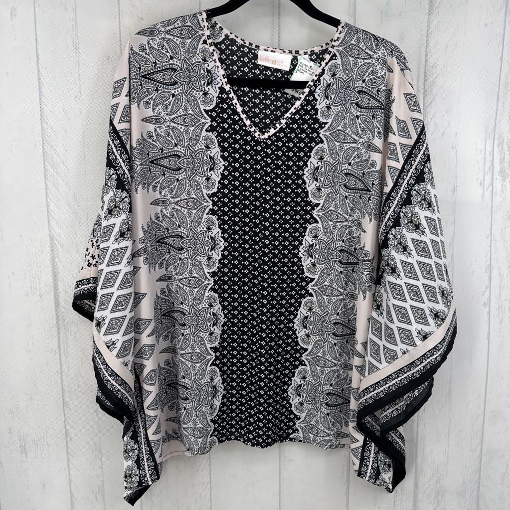 S printed v-neck poncho