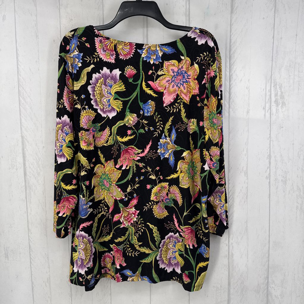 3X flo print 3/4 slv top