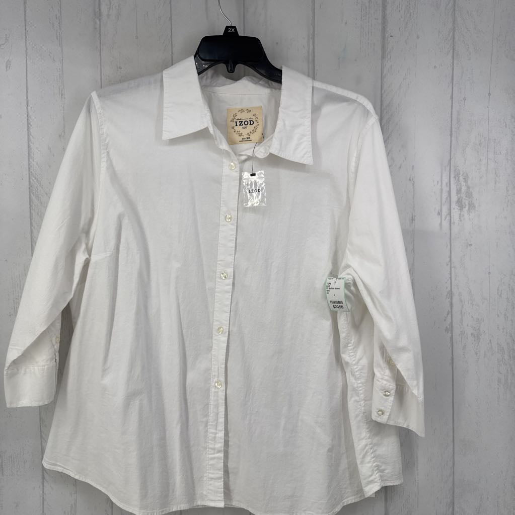 2X button down 3/4 slv top