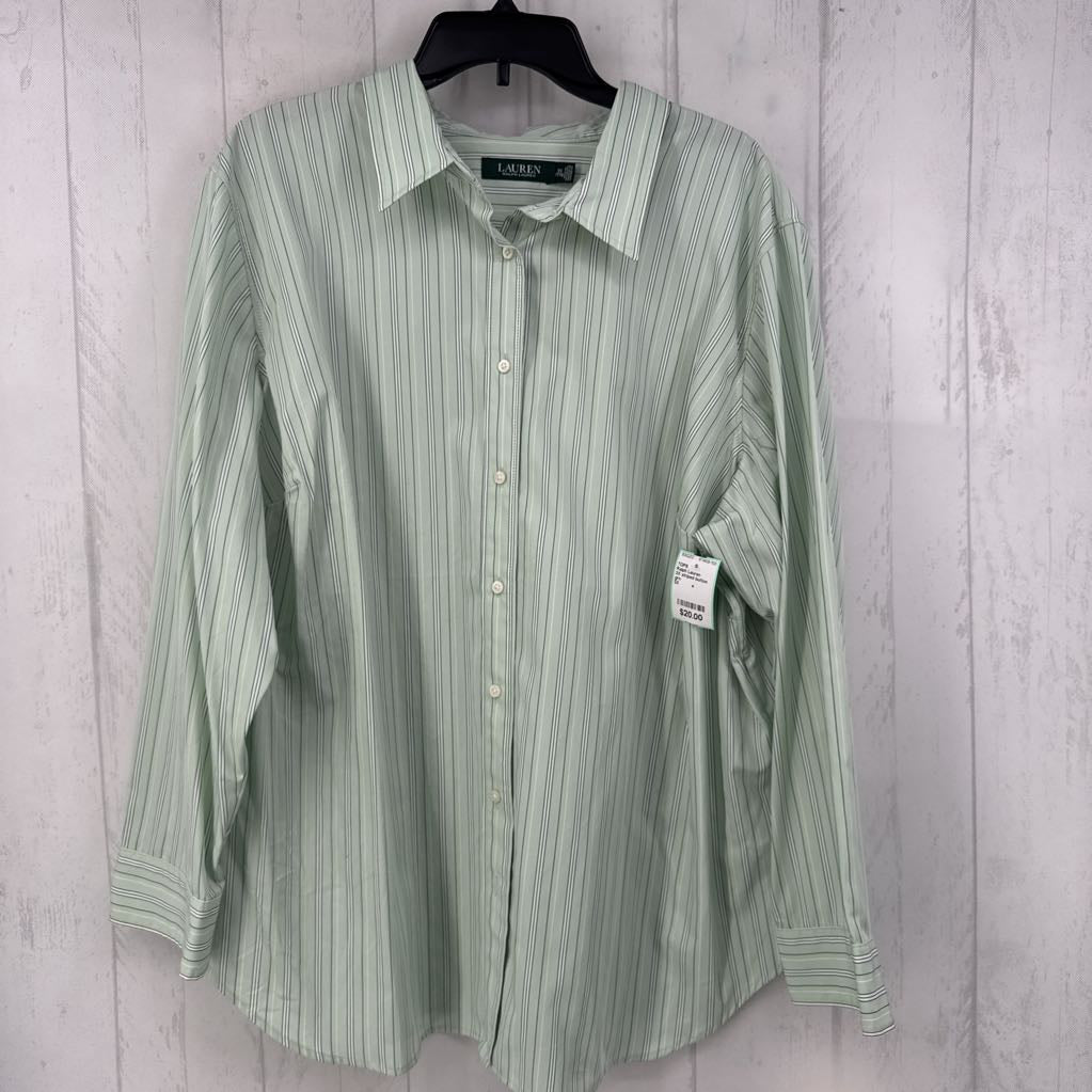 3X striped button down l/s top