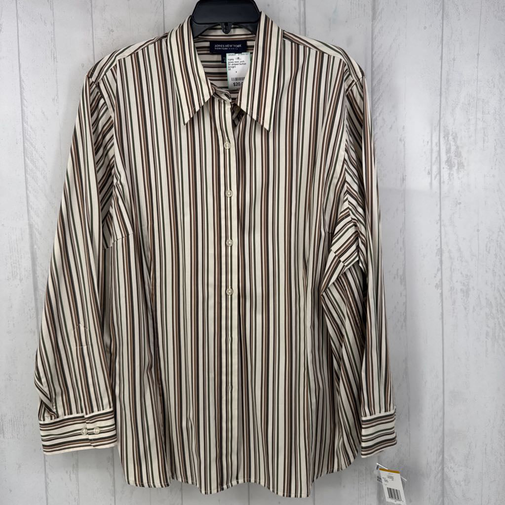 3X striped button down l/s top