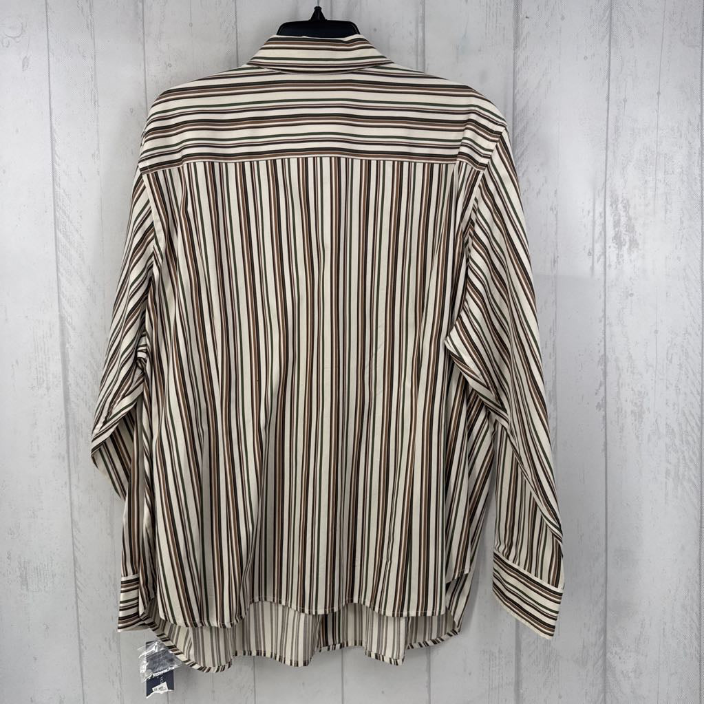 3X striped button down l/s top