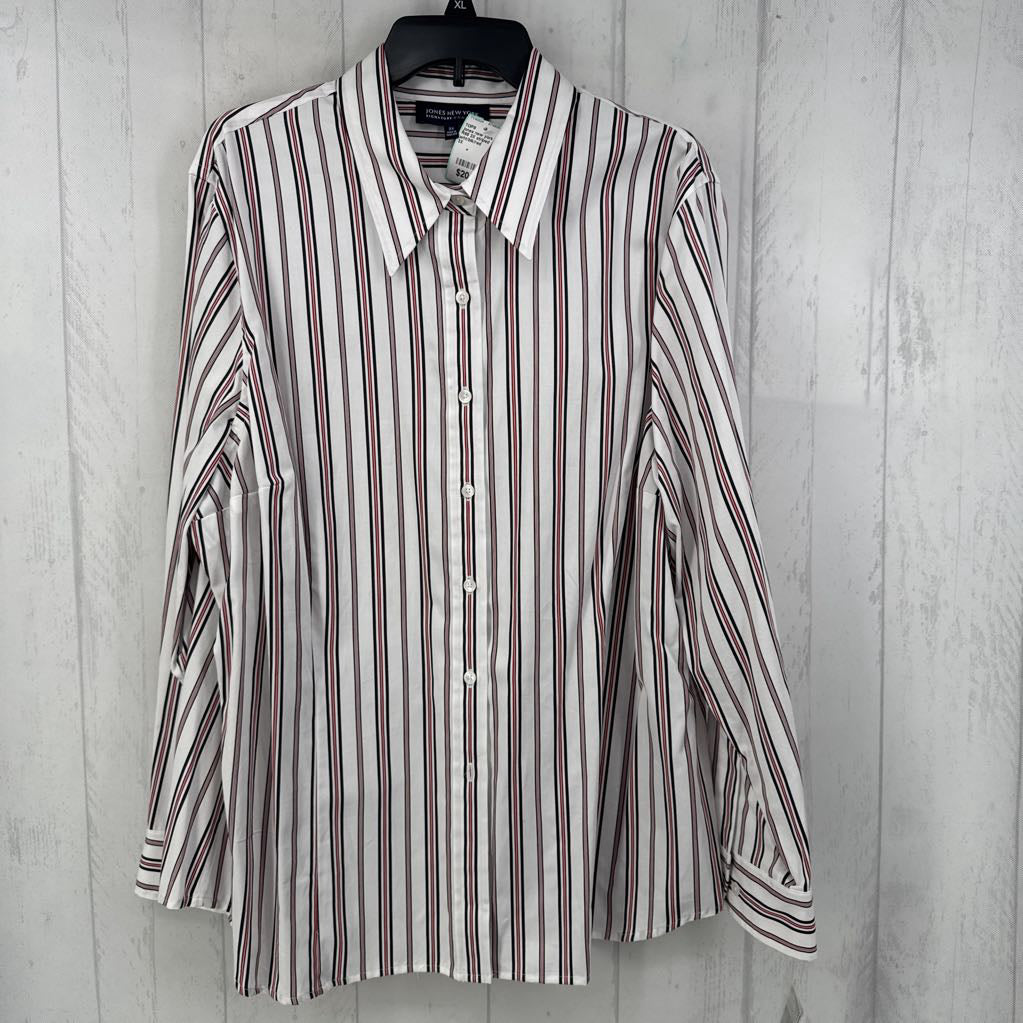R65 3X striped button down l/s top