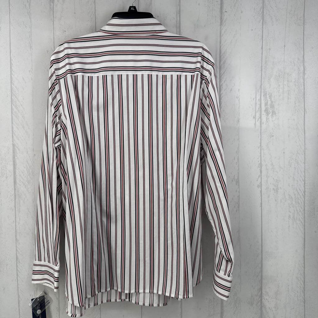 R65 3X striped button down l/s top