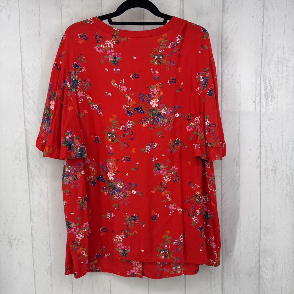 16 flo print button down s/s top