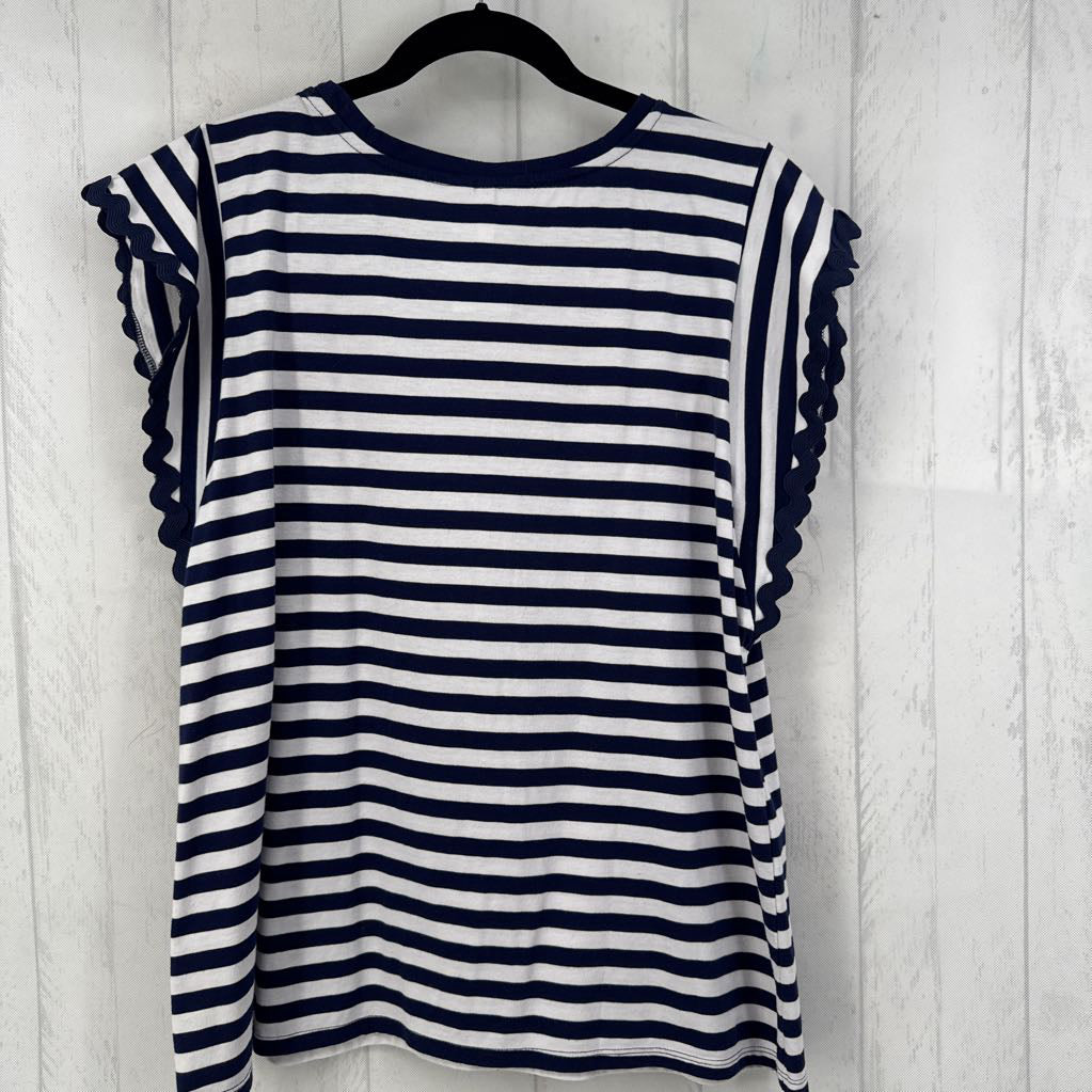 XL striped scalloped slv tee