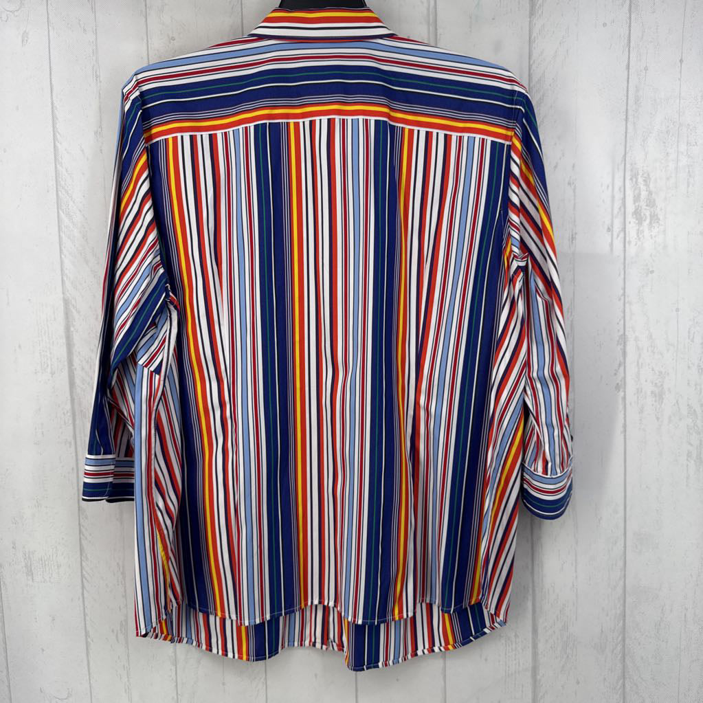 R50 3X striped button down 3/4 slv top