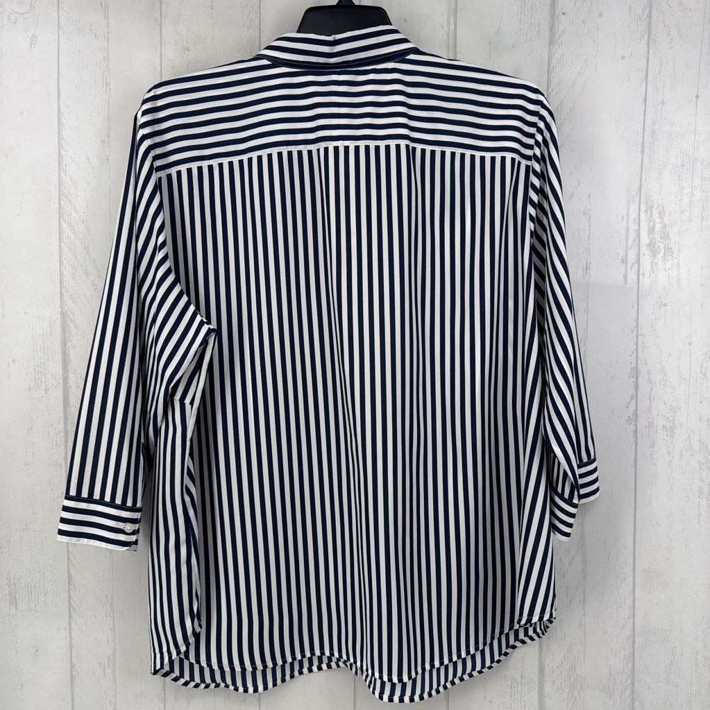 R59 3X striped button down 3/4 slv top