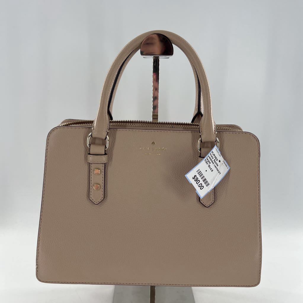 pebbled centered zip compartment satchel
