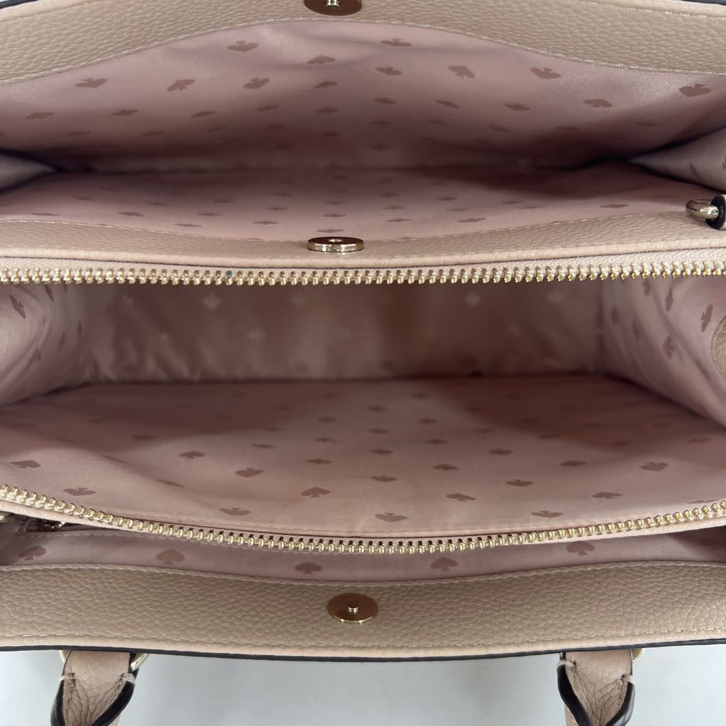 pebbled centered zip compartment satchel