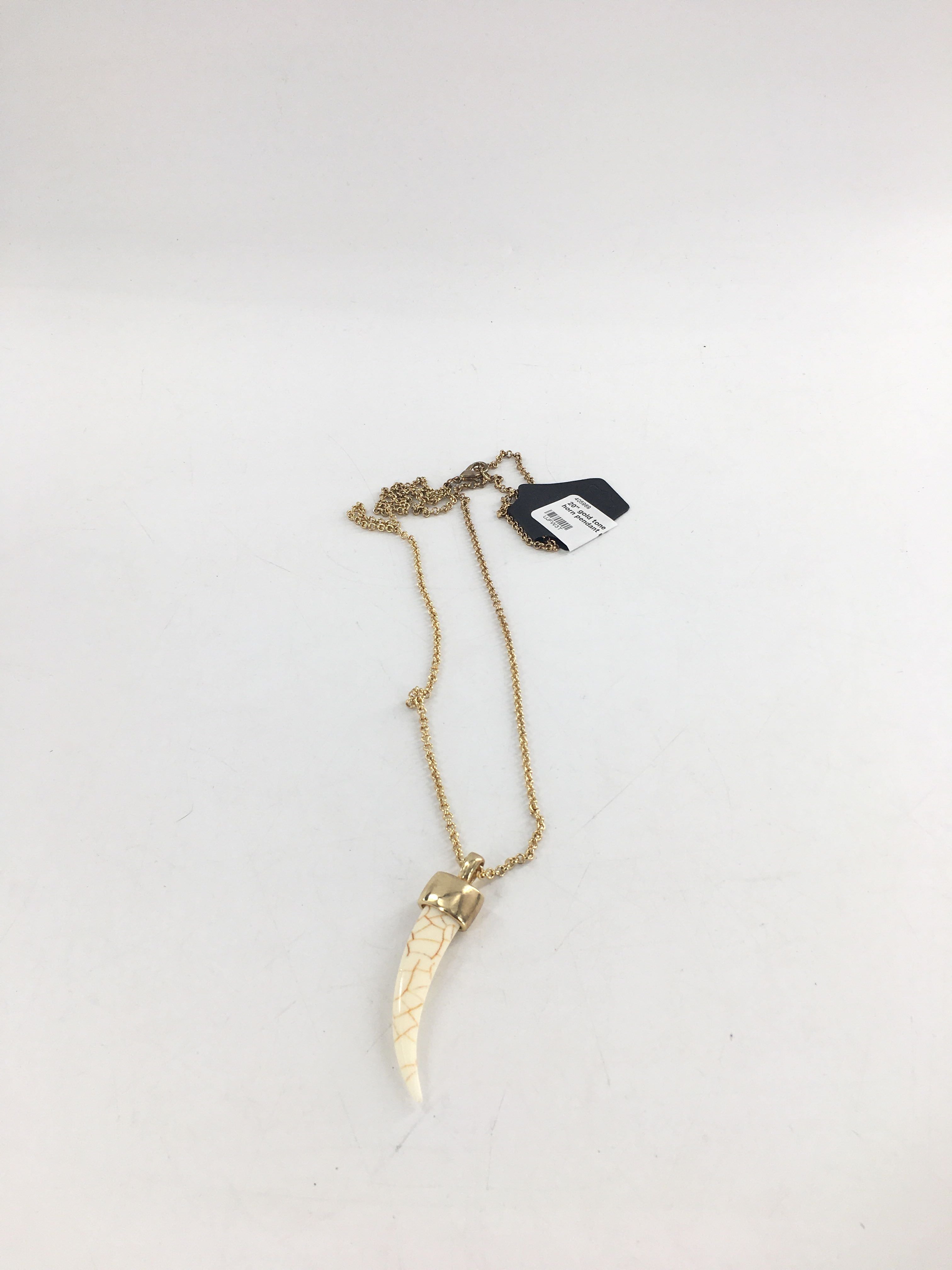 20" gold tone ivory horn pendant necklace