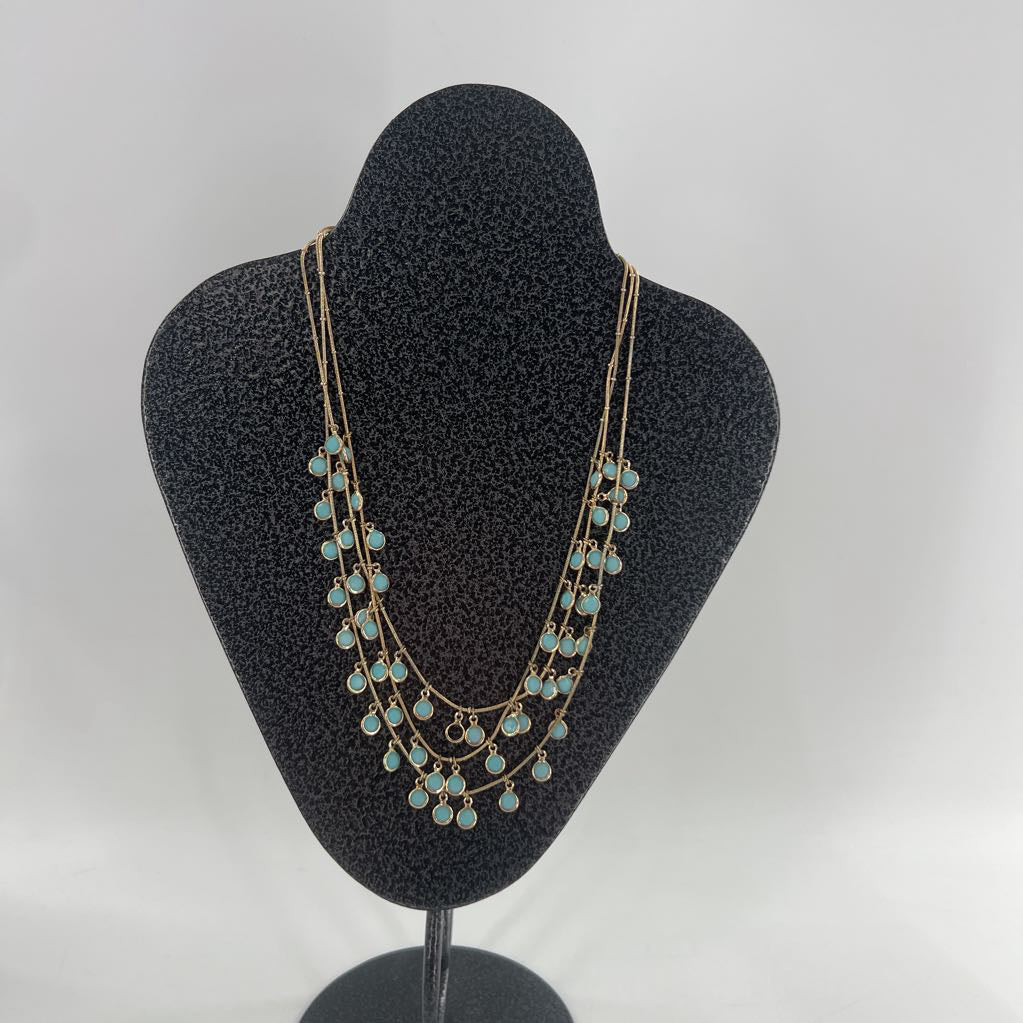 10" gold & turquoise triple strand necklace