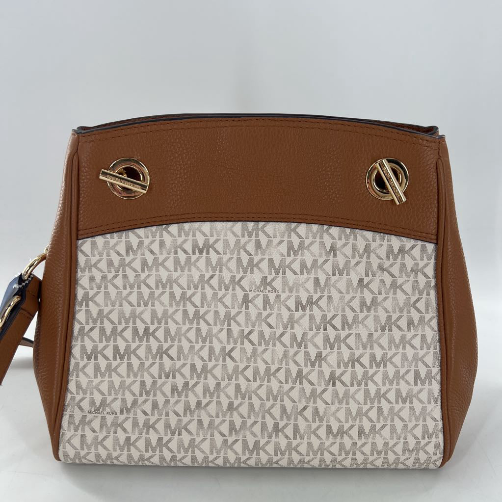 pebbled leather monogram satchel