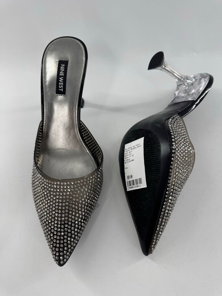 R89 8.5 rhinestone slide pumps